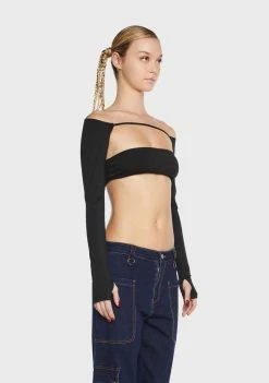 BY DYLN Off The Shoulder Crop Top Baldwin Long Sleeve Top