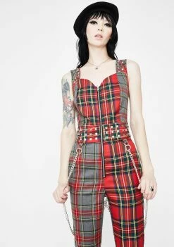 Jawbreaker Pretty Vacant Plaid Chain Overalls