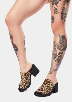 Dirty Laundry Fairplay Leopard Print Platform Slides