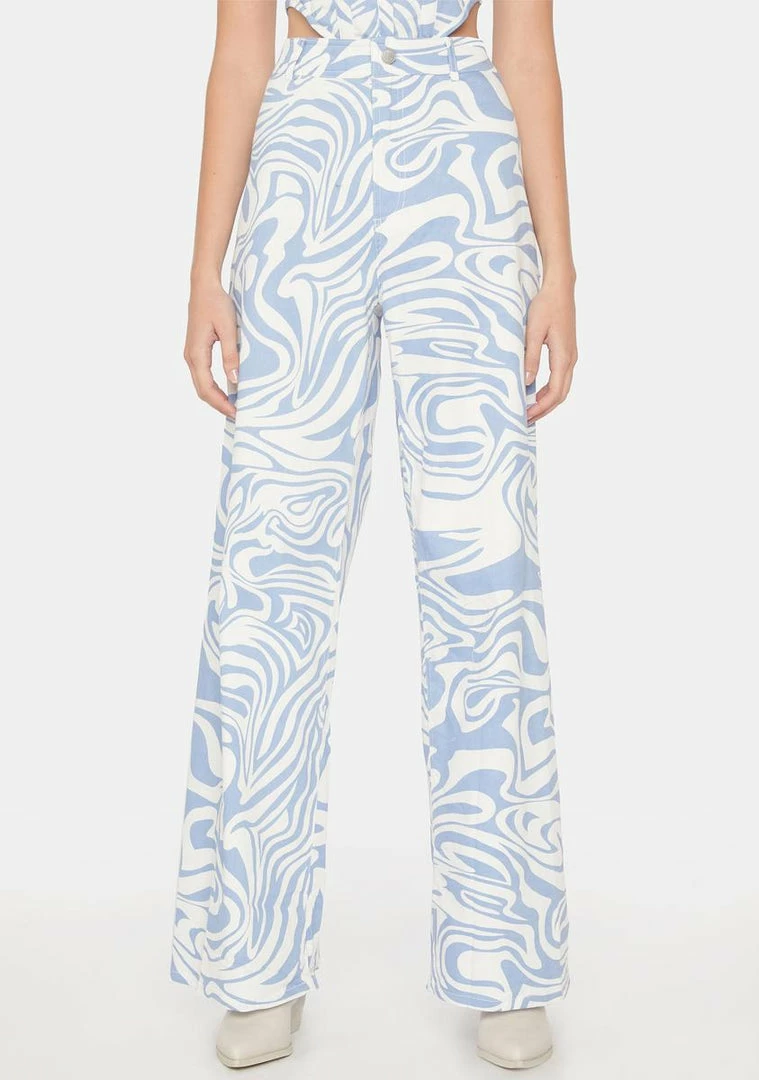 BY DYLN Swirl Ivan Wide Leg Jeans