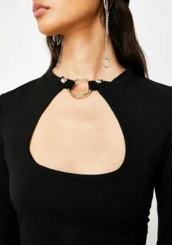 Jawbreaker Tops Knit Scoop Neck O-Ring Top