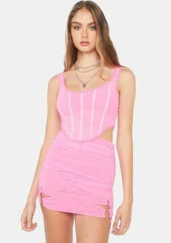 BY DYLN Pink Koda Mini Skirt
