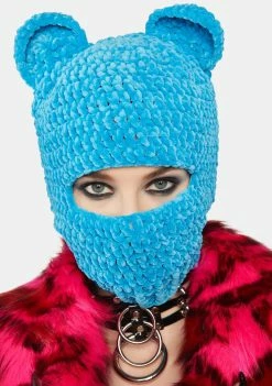 Basic Pleasure Mode Blue Chenille Bear Balaclava
