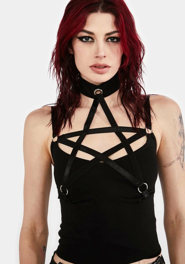 Jawbreaker Tops Pentagram Strappy Top