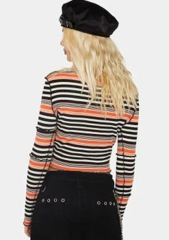 Basic Pleasure Mode Long Sleeve Crop Top Bella Striped Long Sleeve Tee