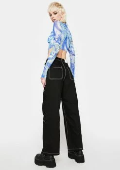 BY DYLN Black Cooper Wide Leg Jeans Trousers