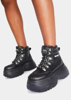 NOKWOL Platforms Black Scared Platform Sneakers