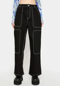 BY DYLN Black Cooper Wide Leg Jeans Trousers