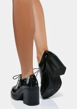 Dirty Laundry Black Patent Gatsby Platform Pumps Heeled Boots