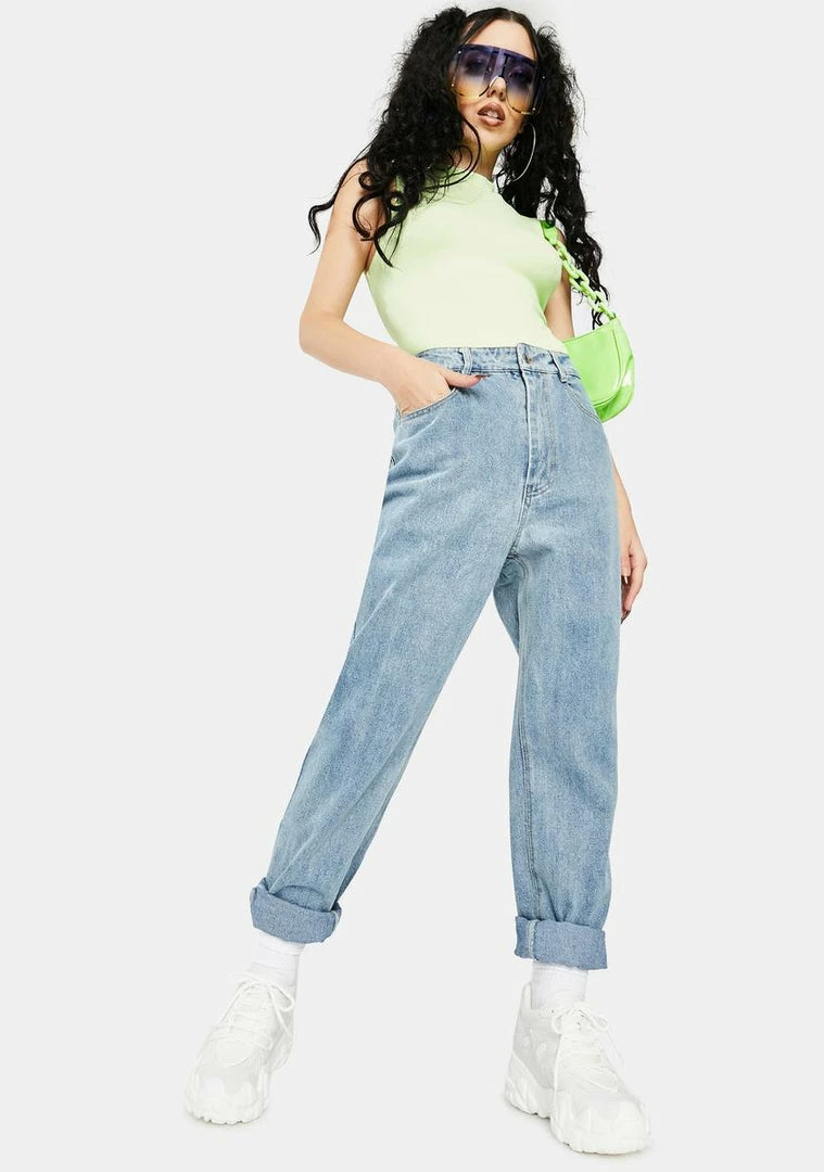BY DYLN Harlow Denim Mom Jeans Bottoms