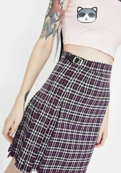 Jawbreaker Contrast Check Buckled Mini Kilt Bottoms
