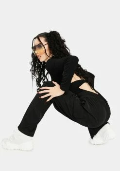 BY DYLN Black Josephine Track Pants Bottoms