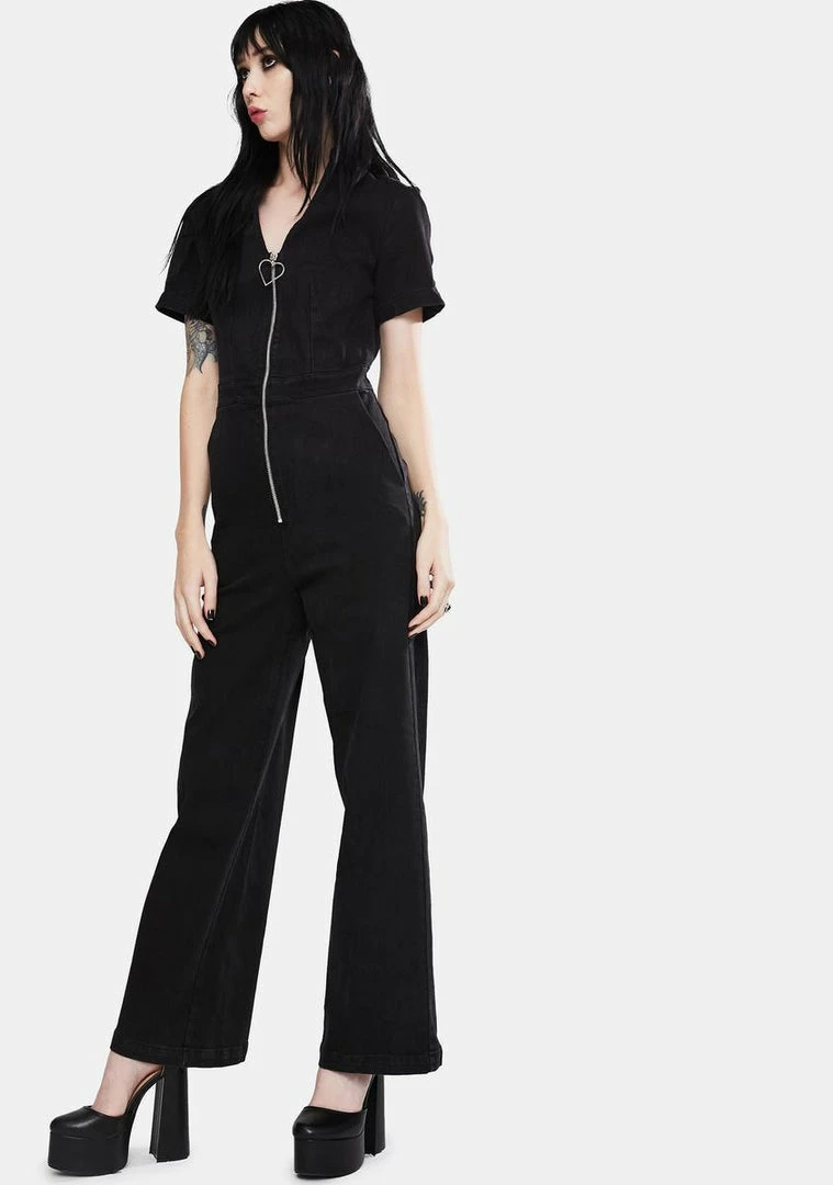 Jawbreaker No Heart Denim Jumpsuit Jumpsuits & Rompers