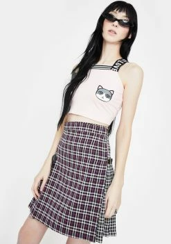 Jawbreaker Contrast Check Buckled Mini Kilt Bottoms
