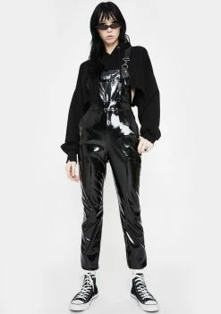 Jawbreaker Black Vinyl Overalls Jumpsuits & Rompers