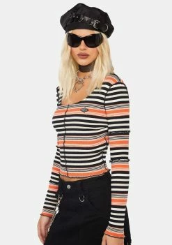 Basic Pleasure Mode Long Sleeve Crop Top Bella Striped Long Sleeve Tee