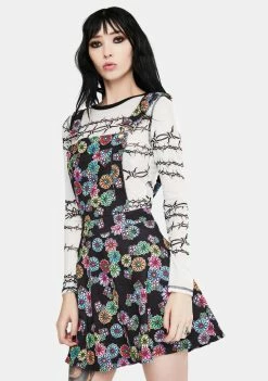 Jawbreaker Dresses Floral Rainbow Overall Dress