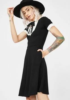 Jawbreaker Keyhole Bow Tie Wednesday Dress Dresses