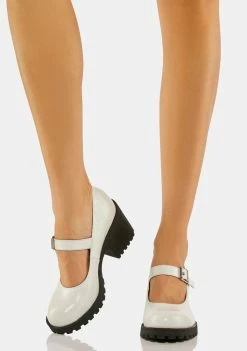 Dirty Laundry White Lita Heeled Mary Janes Heels
