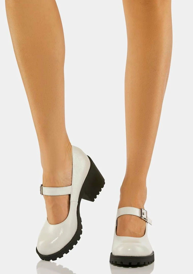 Dirty Laundry White Lita Heeled Mary Janes Heels
