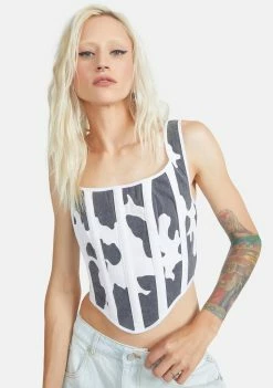 BY DYLN Tops Cow Karter Corset Top