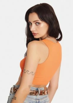 BY DYLN Orange Viper Crop Top Tops