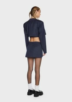 BY DYLN Zayne Cropped Pinstripe Blazer