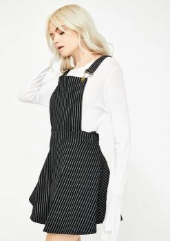 Jawbreaker Pinstripe Overall Mini Dress Dresses