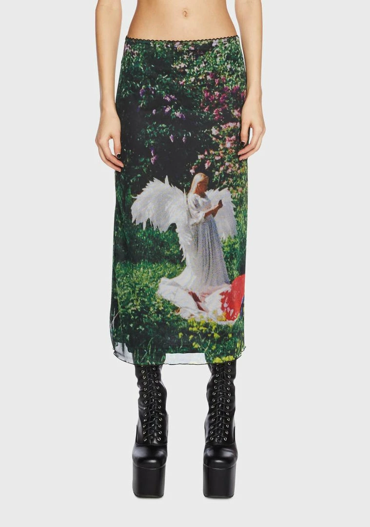 Basic Pleasure Mode Archangel Mesh Skirt Midi Skirt