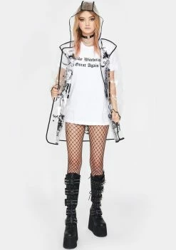 Jawbreaker Outerwear Ouija Print Clear Raincoat