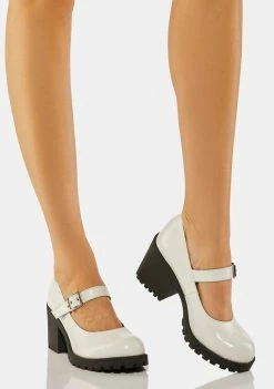 Dirty Laundry White Lita Heeled Mary Janes Heels