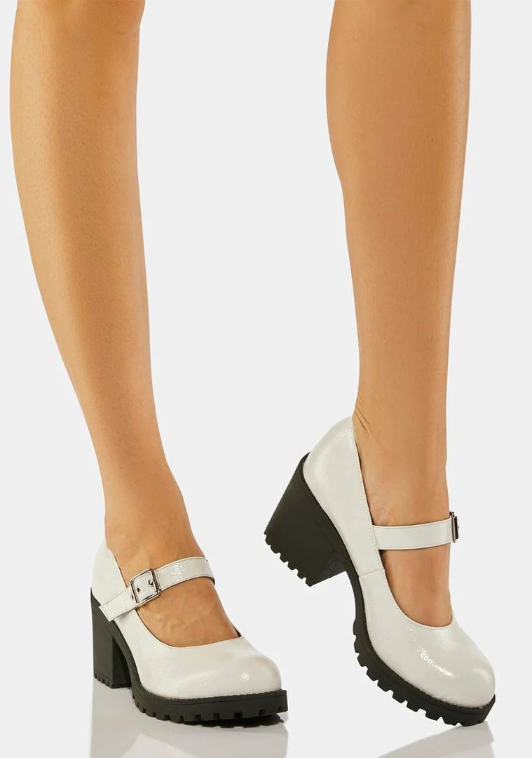 Dirty Laundry White Lita Heeled Mary Janes Heels