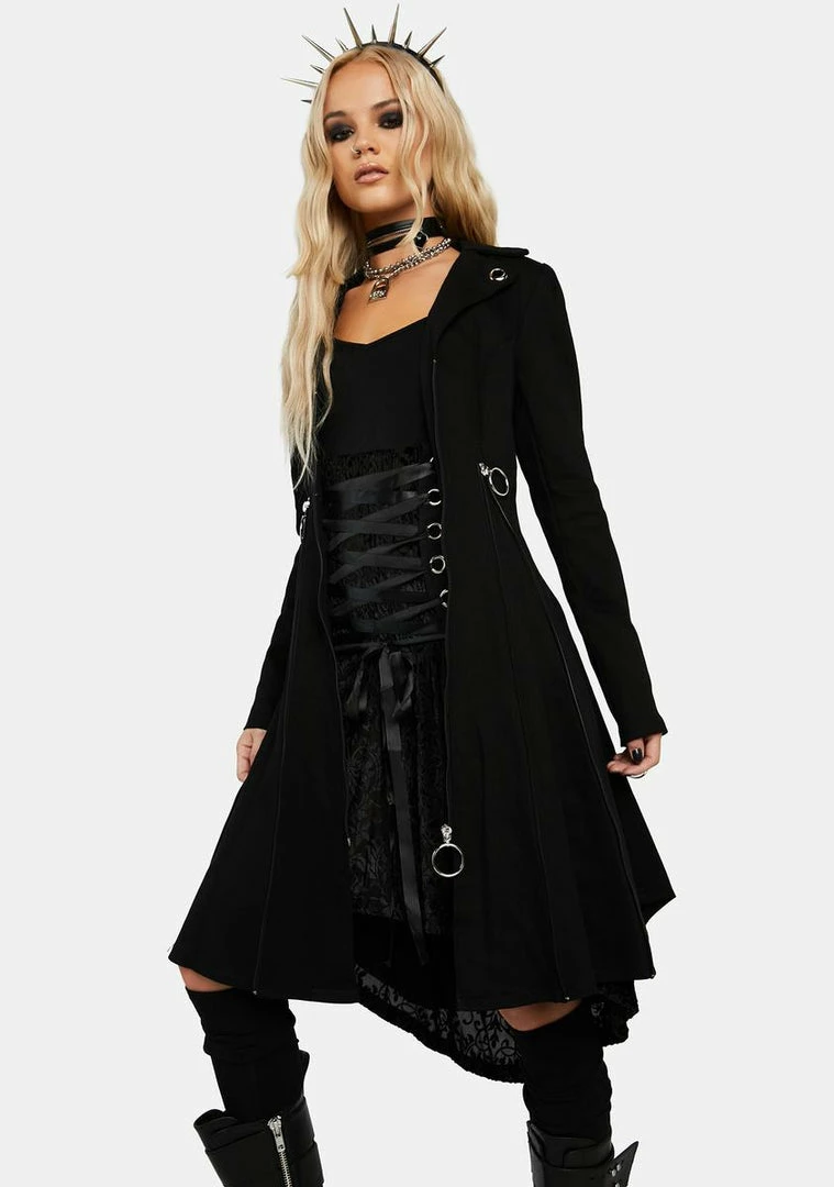 Jawbreaker Fit & Flare Coat W/ Zip Detail