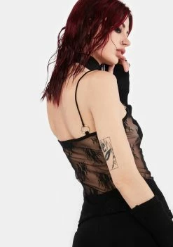 Jawbreaker Tank Crop Top Sheer Pentagram Strappy Top