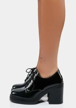 Dirty Laundry Black Patent Gatsby Platform Pumps Heeled Boots