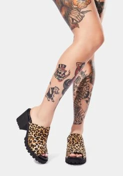 Dirty Laundry Fairplay Leopard Print Platform Slides