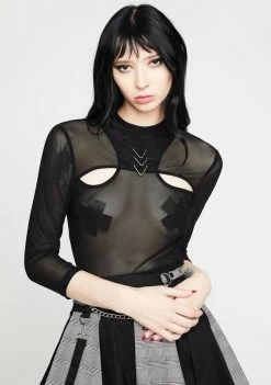 Jawbreaker Tops Cropped Mesh Top
