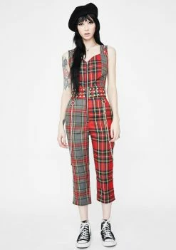 Jawbreaker Pretty Vacant Plaid Chain Overalls