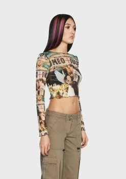 Basic Pleasure Mode Capulet Mesh Crop Top
