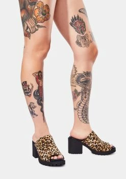 Dirty Laundry Fairplay Leopard Print Platform Slides
