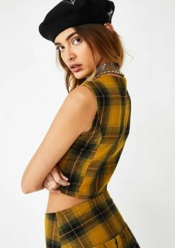 Jawbreaker Tops Button Up Tartan Vest