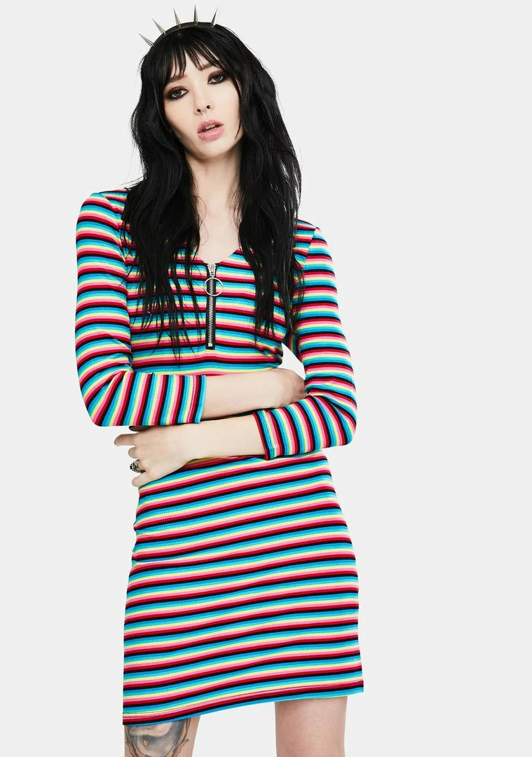Jawbreaker LSD Rainbow Stripe Mini Dress