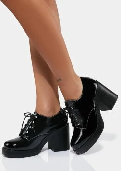 Dirty Laundry Black Patent Gatsby Platform Pumps Heeled Boots