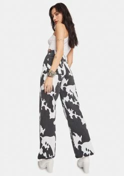 New 😀 BY DYLN Bottoms Remi Cow Print Wide Leg 👖 Jeans ✔️ 7 BY DYLN Bottoms Remi Cow Print Wide Leg Jeans