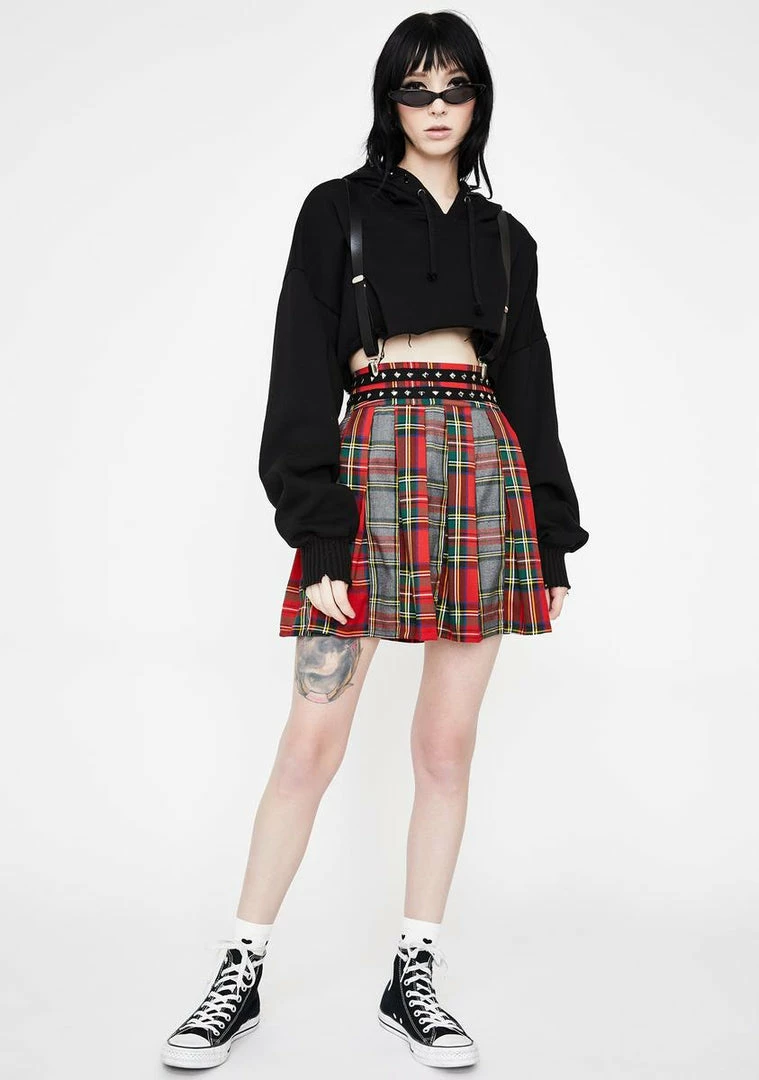 Jawbreaker Pretty Vacant Plaid Suspender Skirt