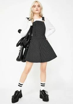 Jawbreaker Pinstripe Overall Mini Dress Dresses
