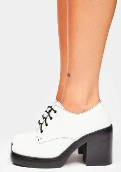 Dirty Laundry White Patent Gatsby Platform Pumps