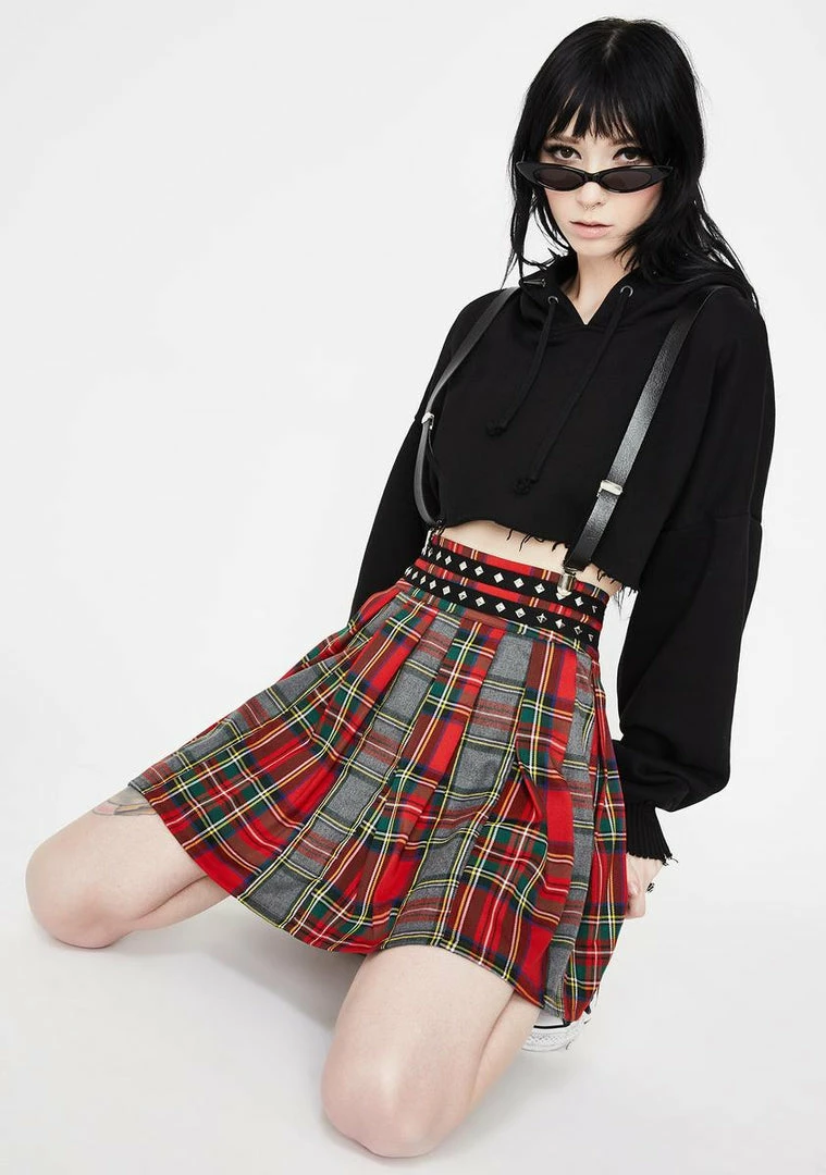 Jawbreaker Pretty Vacant Plaid Suspender Skirt