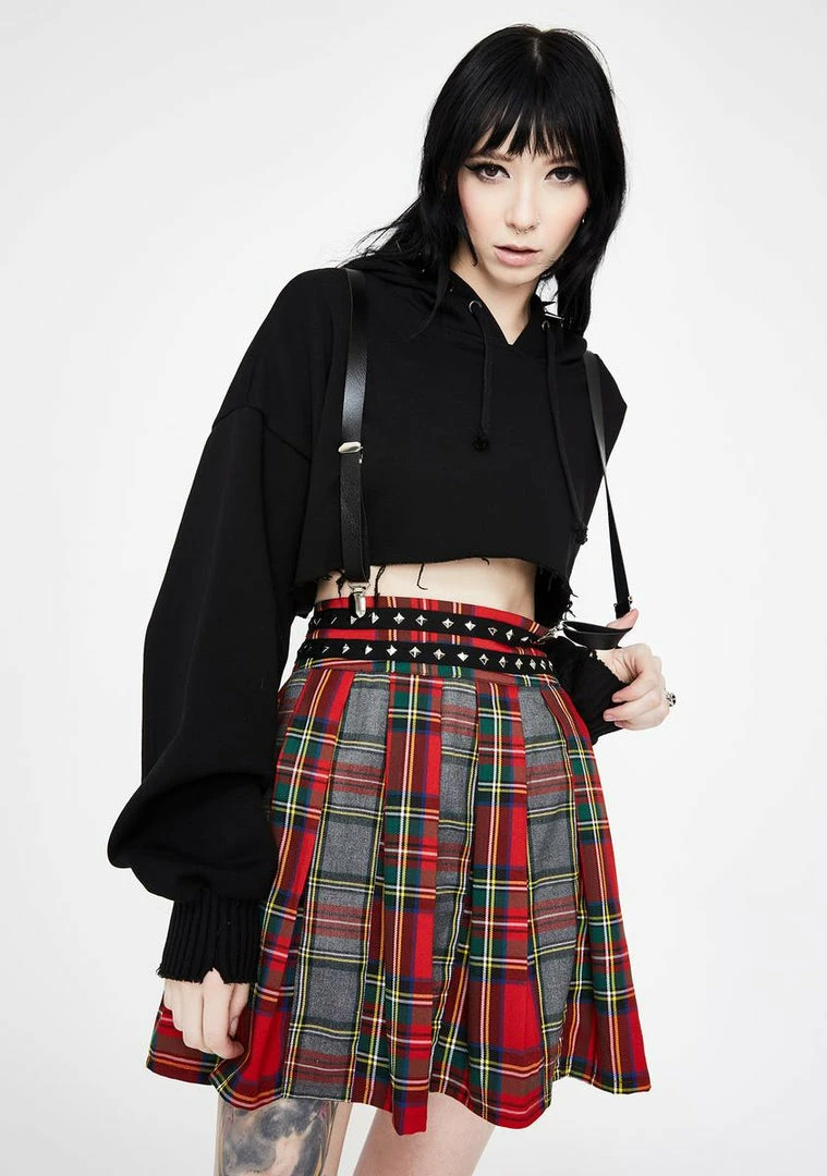 Jawbreaker Pretty Vacant Plaid Suspender Skirt