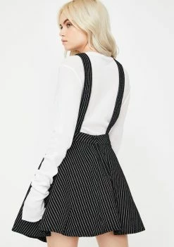 Jawbreaker Pinstripe Overall Mini Dress Dresses